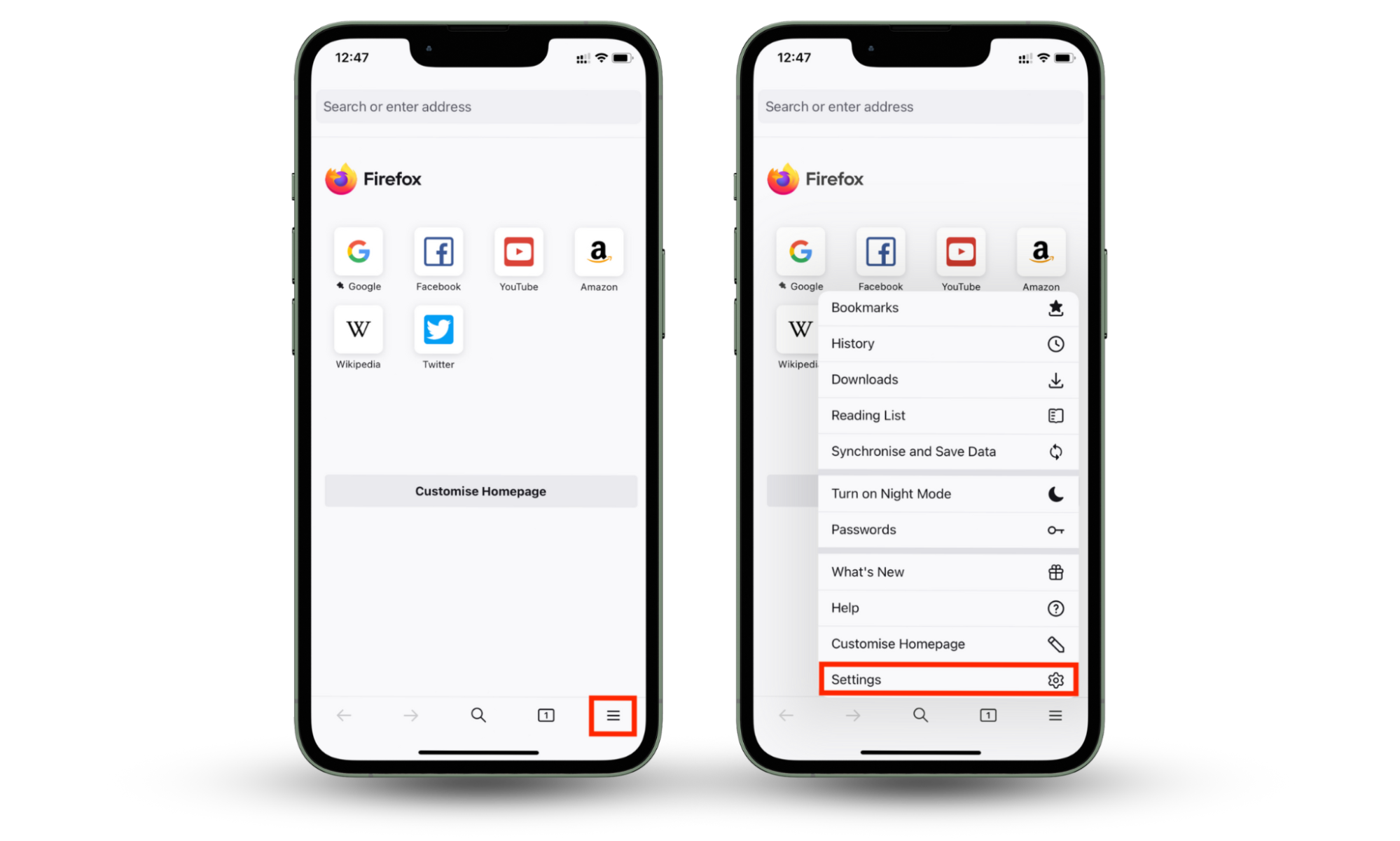 Opening Tracking Protection settings in Firefox on an iPhone. Opening Tracking Protection settings in Firefox on an iPhone.