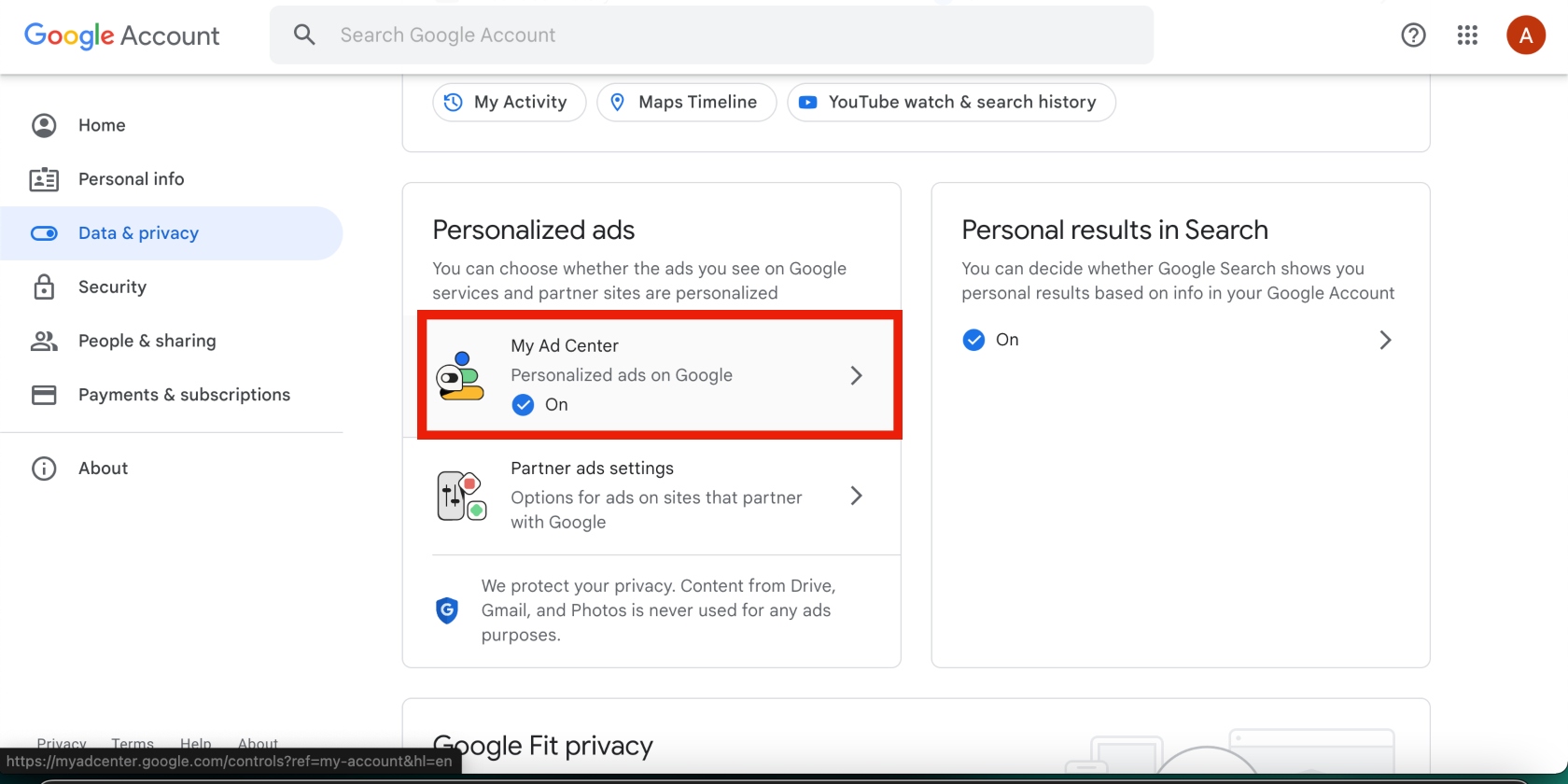 personalized ads section on Chrome personalized ads section on Chrome