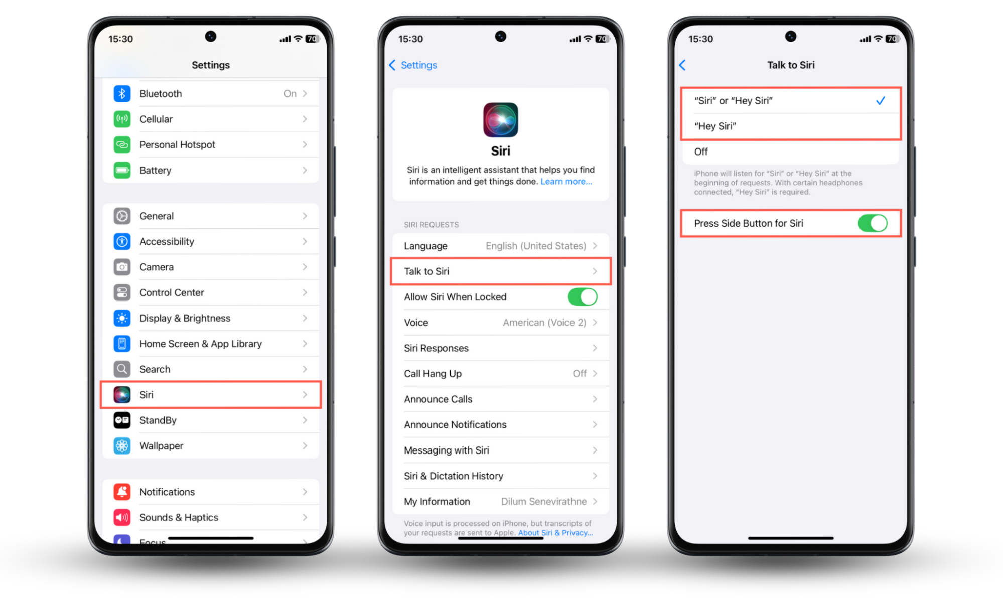 Screenshots showing how to activate Siri if you do not have access to Apple's voice assistant to check for hidden apps on your iPhone. Screenshots showing how to activate Siri if you do not have access to Apple's voice assistant to check for hidden apps on your iPhone.